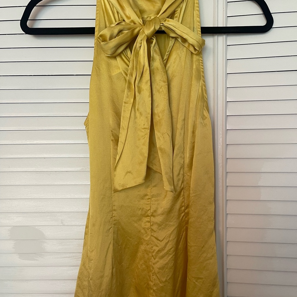 Vintage Guess Marciano Yellow Silk Sleeveless Top w/Bow in Back